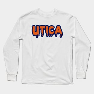 Dripping Utica Text Long Sleeve T-Shirt